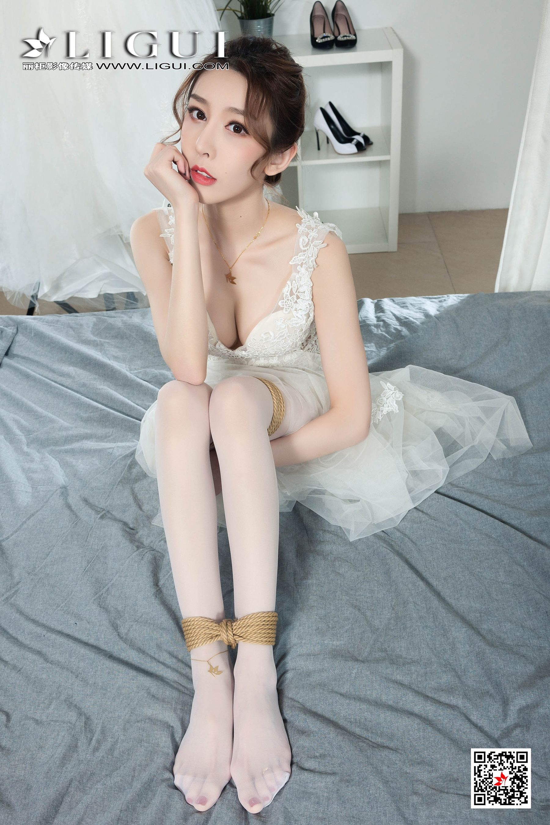 Leg model rabbit “wedding white silk bundle rope art” [柜 美 美 ligui] photo set