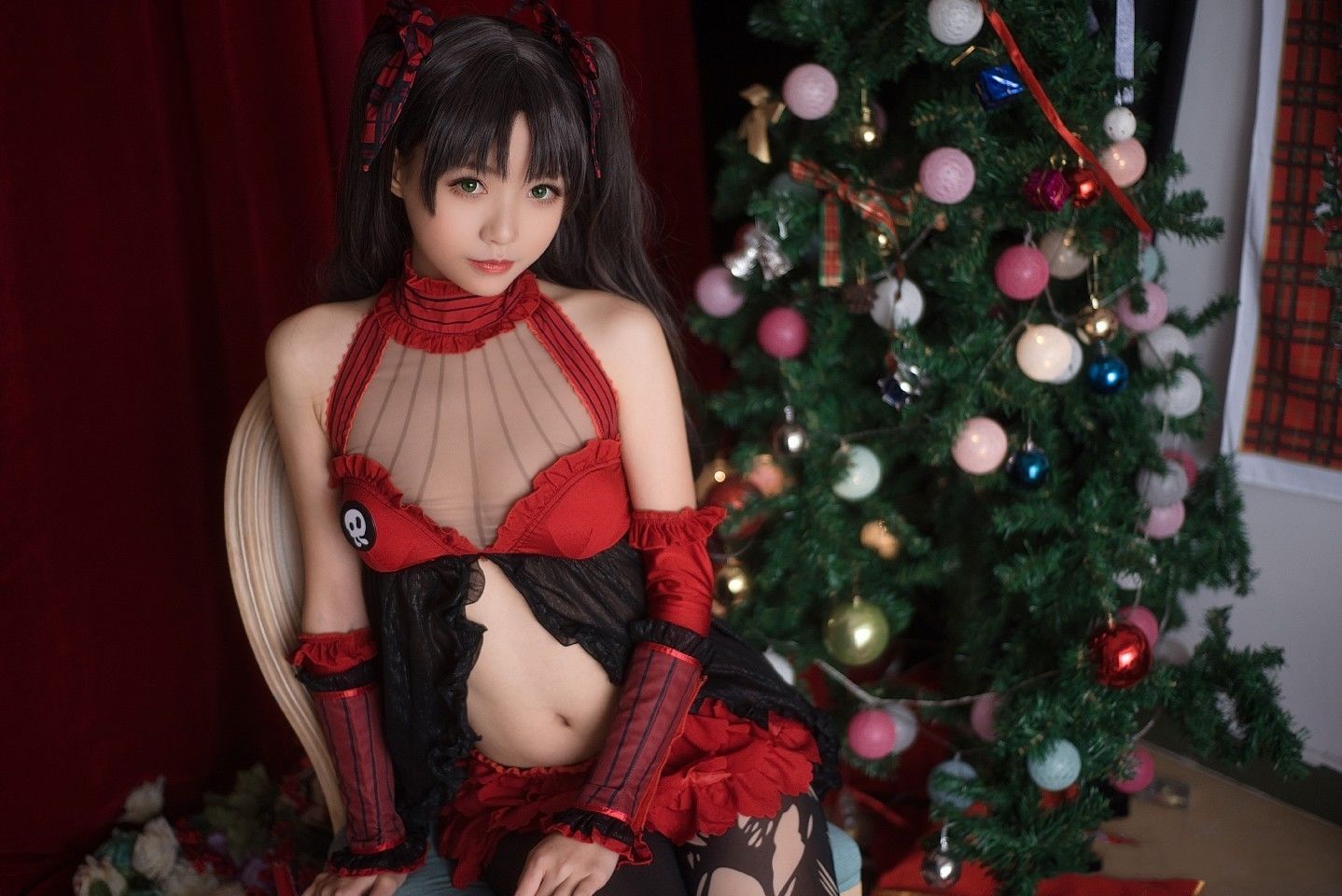 Anime blogger big roll small volume – underwear double horsetail photo set