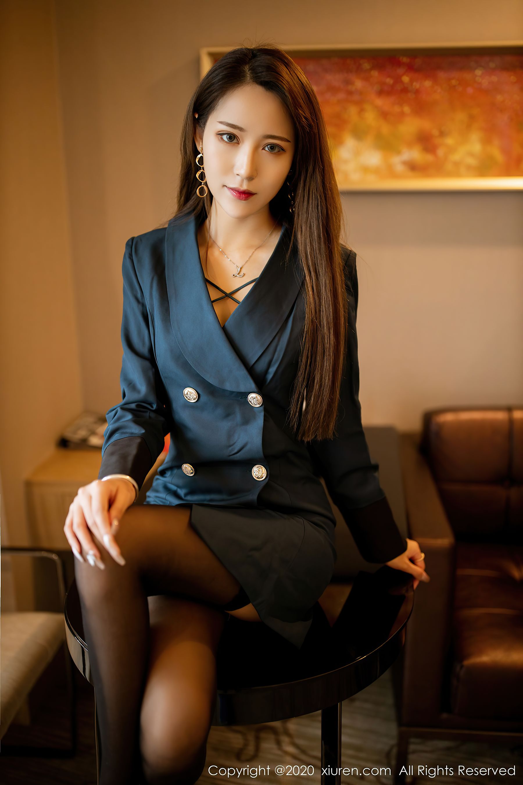 [人 xiuren] no.2606 周慕 baby – temperament coat and charm black silk leg