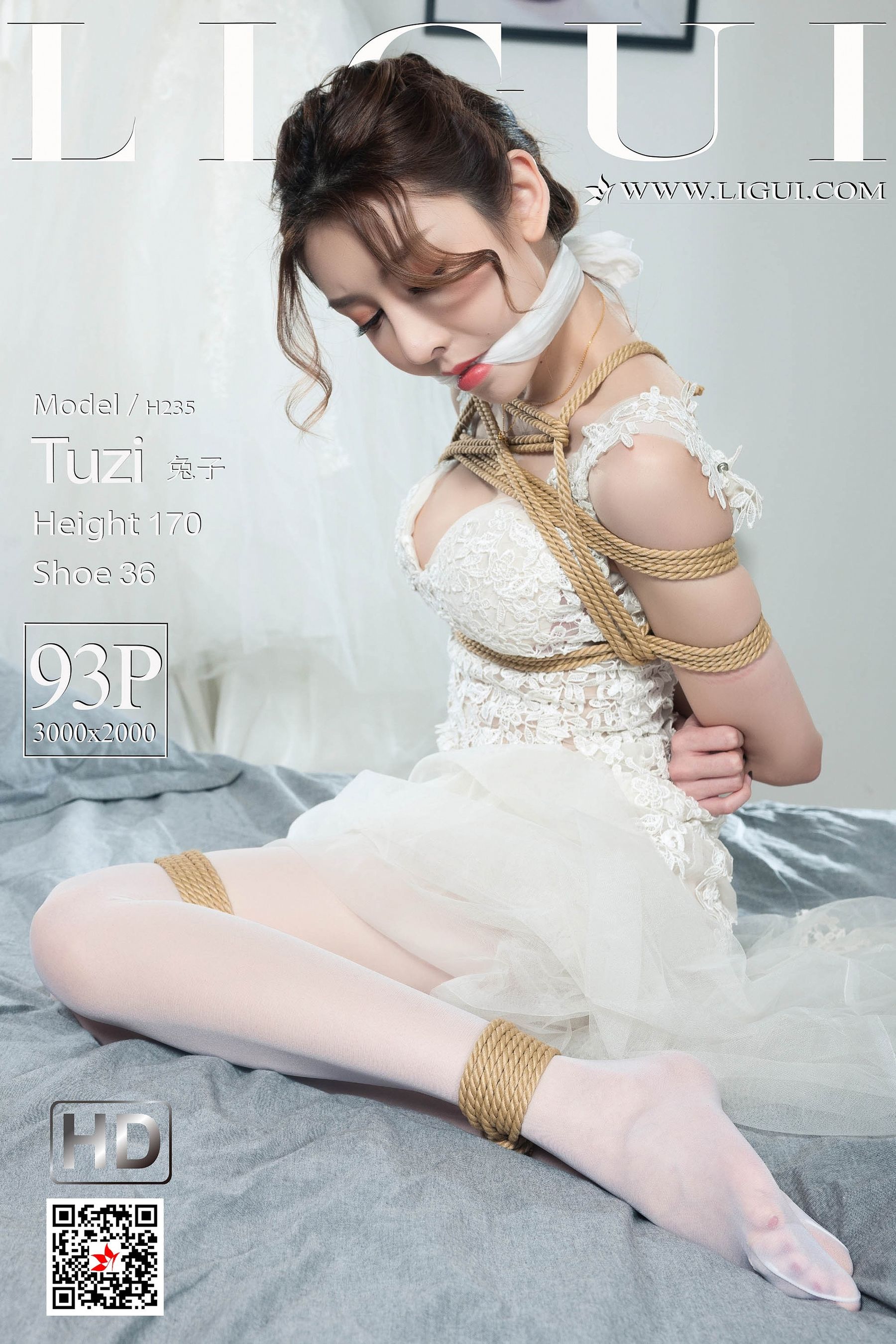 Leg model rabbit “wedding white silk bundle rope art” [柜 美 美 ligui] photo set