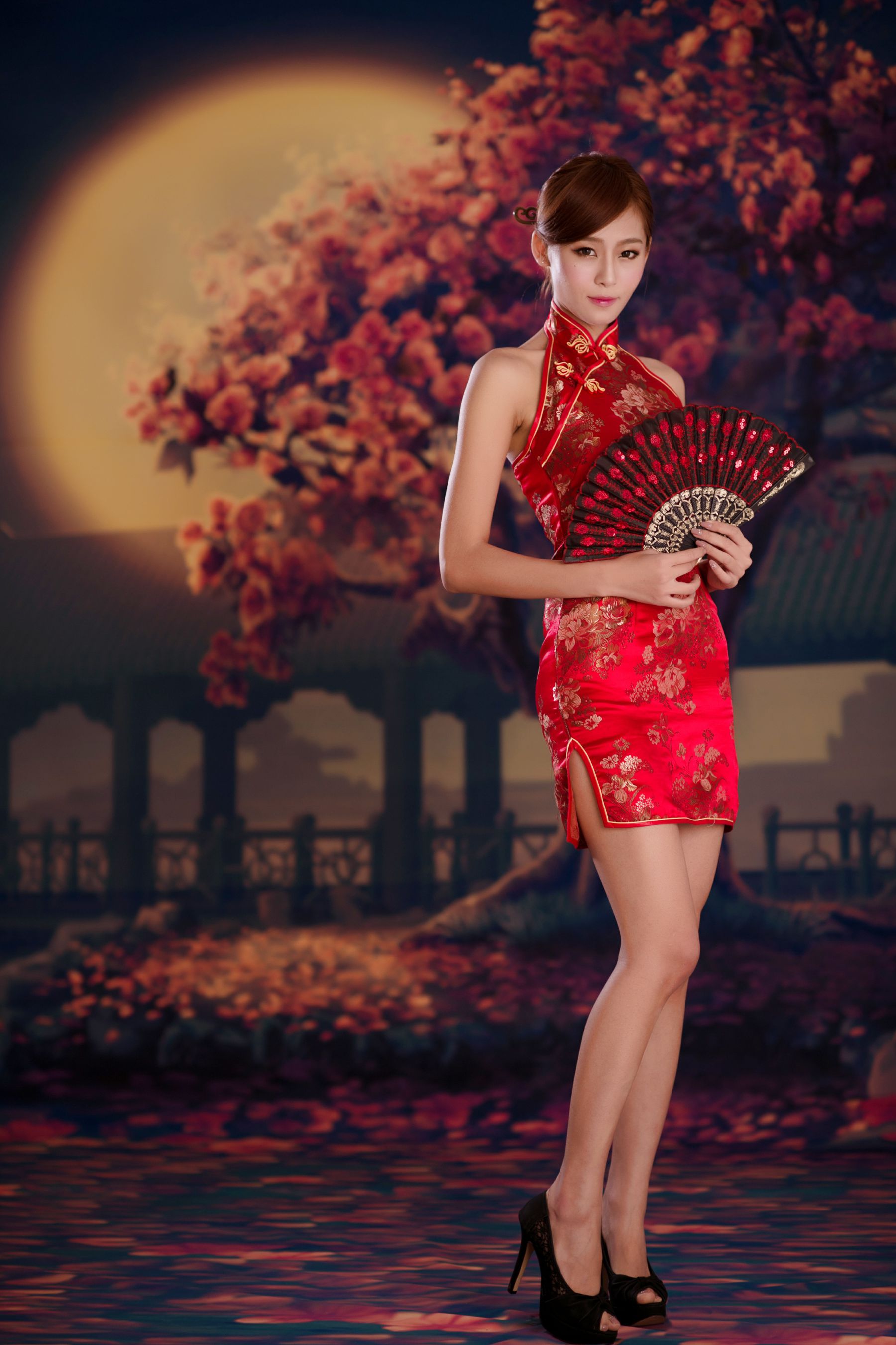 Taiwanese goddess Winnie small snow “classical red cheongsam” photo set