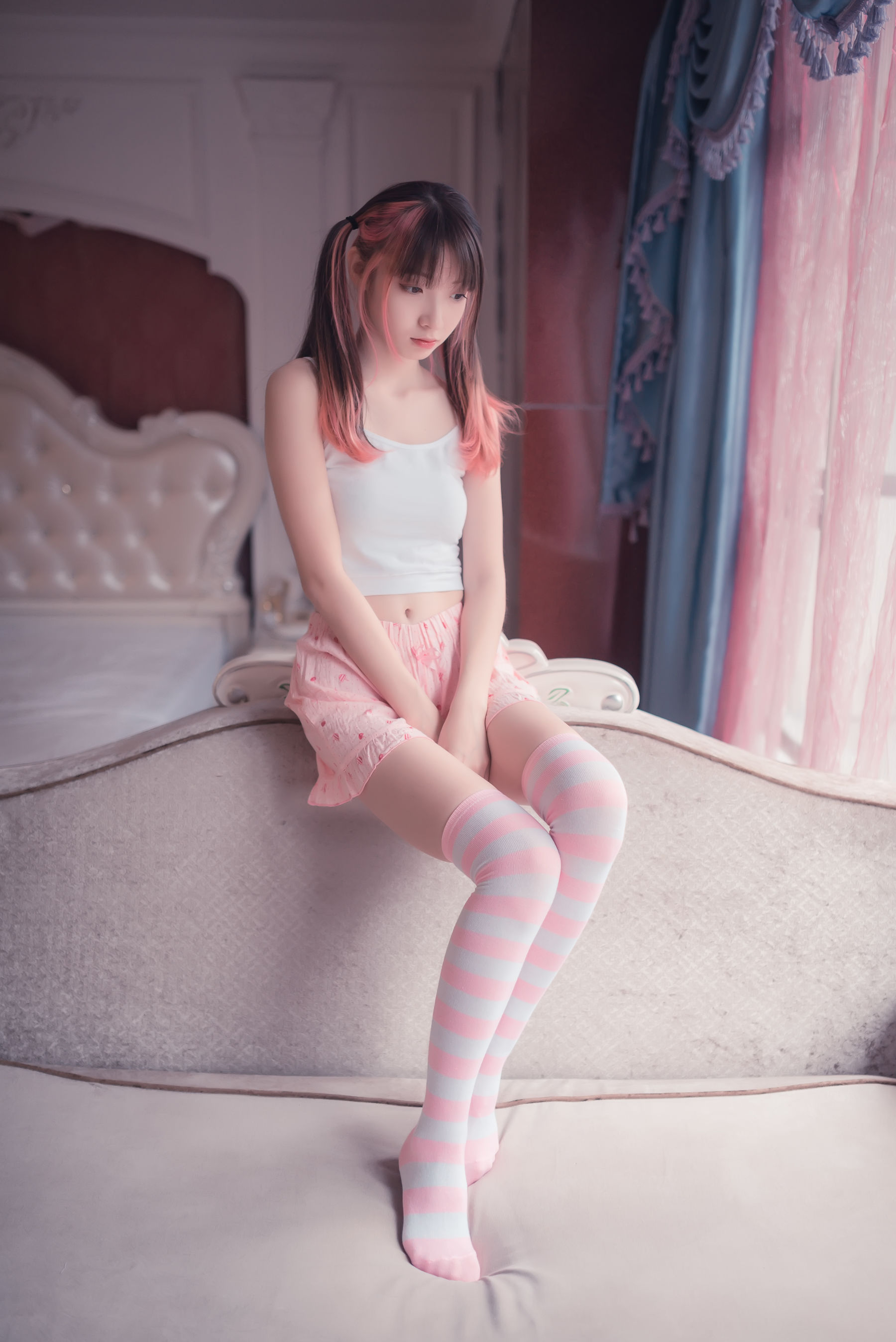 [The field of wind] No.025 Pink white stripe small cute photo set