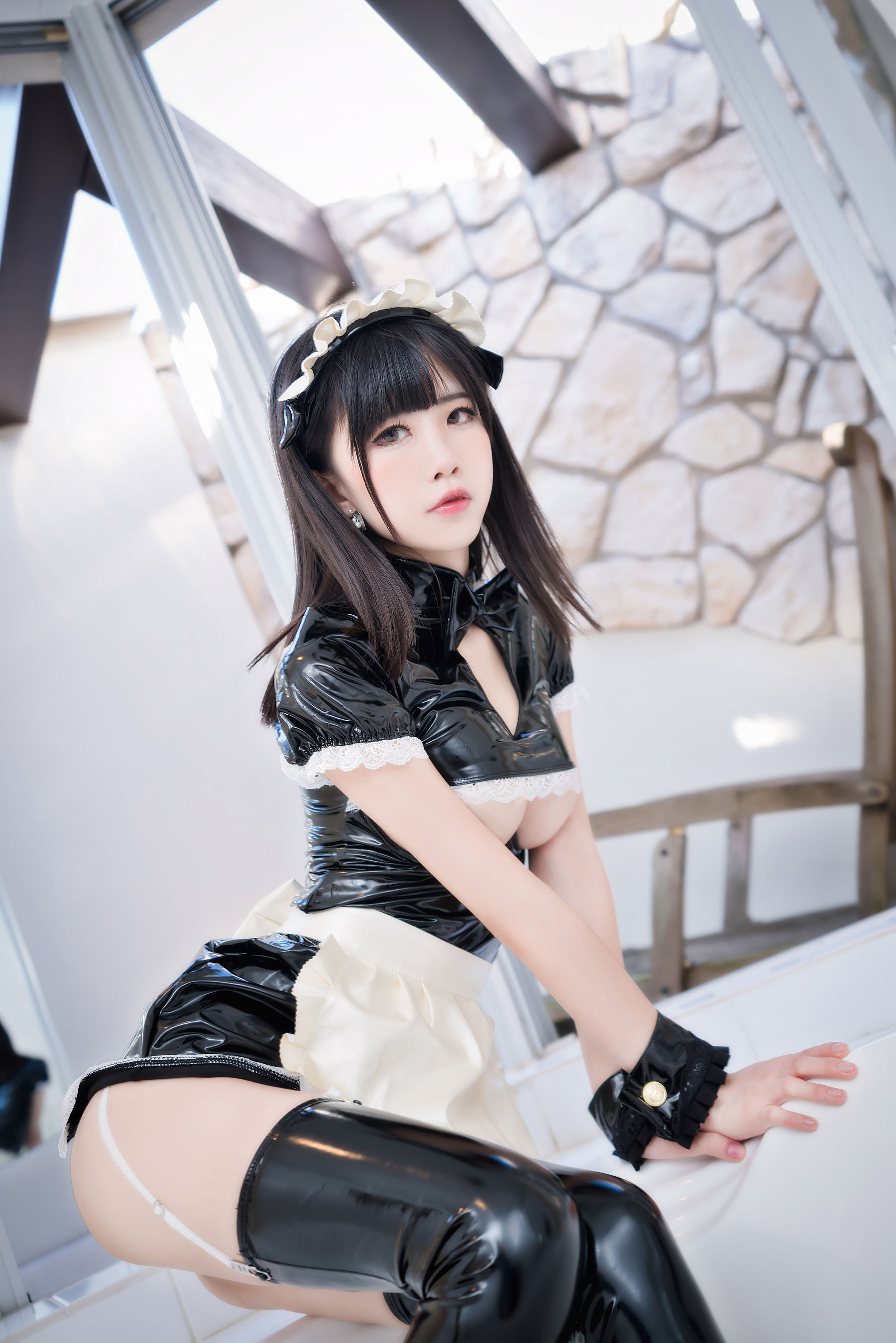[COS welfare] Anime blogger aqua “black rubber cloth” photo set